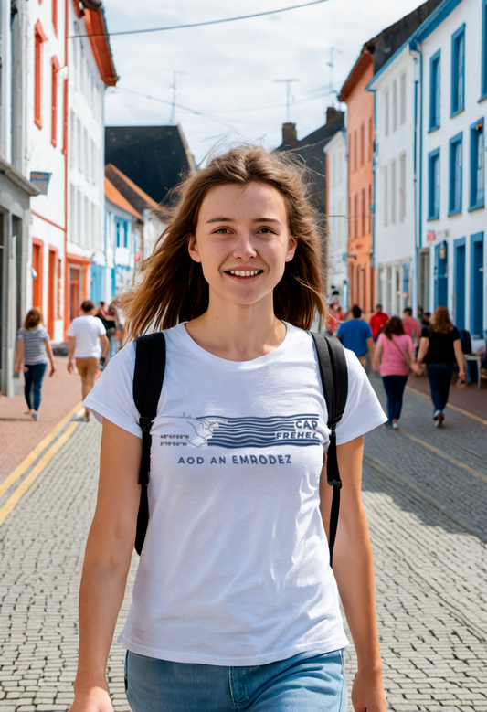 T-Shirt "Aod An Emrodez" - Cap Frehel - Blanc/Gwenn