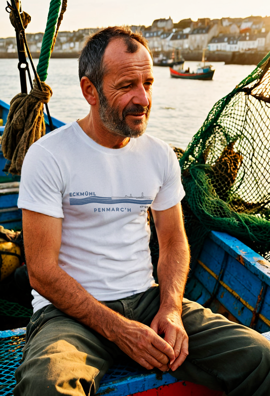 T-Shirt "Penmarc'h" - Phare d'Eckmühl - Blanc/Gwenn