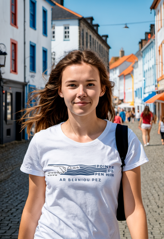 T-Shirt "Ar Berniou Pez" - Pointe de Pen Hir - Blanc/Gwenn